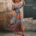 thumbnail image 5 of Women's Dresses For Summer A Line Dresses Off Shoulder Ruffle Floral Printed Maxi Dress Casual Bohemian Long Sleeve Yellow Xl, 5 of 5
