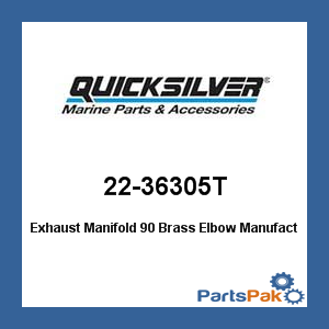 Quicksilver Exhaust System - Mercury - Mercruiser 22-36305T Mercury Quicksilver 22-36305T Exhaust Manifold 90 Brass Elbow-