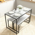 thumbnail image 3 of DINAZA Dining Table Set for 4 Persons 3Pcs Kitchen Table and 2 Benches Dining Room Table Set for Small Spaces Table with Chairs Home Furniture Rectangular Modern, 3 of 7