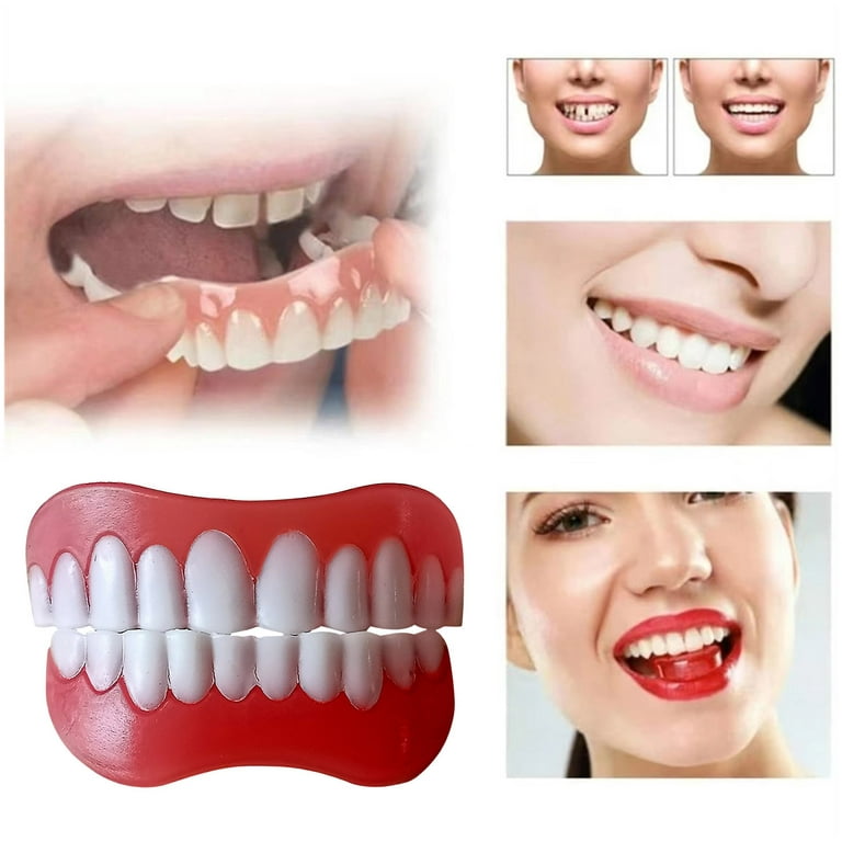 HIBRO Temporary Partial Denture Veneers Teeth Top And Bottom for Men  Dentures Artificial Dentures Artificial Dentures Cosmetic Teeth Covering  Artificial Dentures False Teeth Veneers Dentures Tooth 