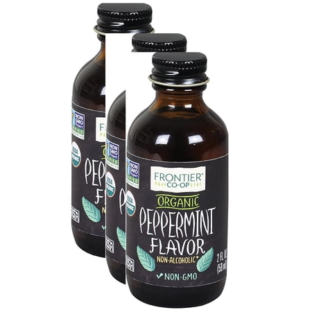 Frontier Peppermint Flavor Certified Organic, 2 Ounce Bottle Bundle of 3