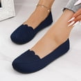 thumbnail image 5 of Xfvqtps Womens Knit Moccasin Flat Shoes Breathable Round Toe Lightweight Flexible Casual Slip on Comfortable Everyday Footwear Dark Blue, 5 of 9