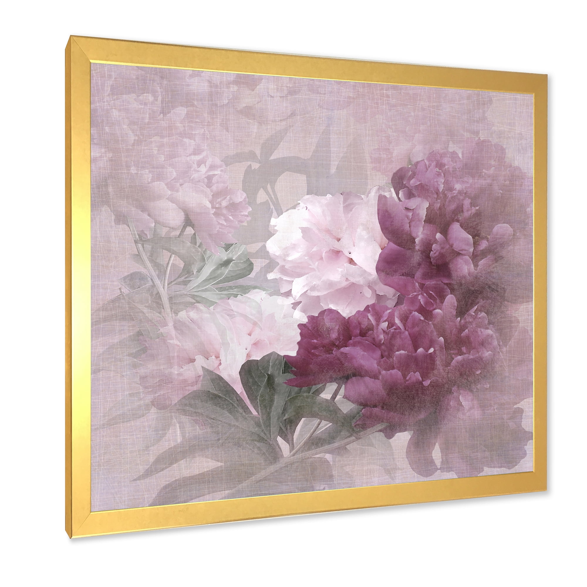 Designart 'Ancient Pink and Purple Flowers II' Traditional Framed Art Print