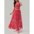 thumbnail image 6 of Musuos Women's Summer Skirt Outfits Solid Color Square Neck Tank Tops with Tiered A-line Long Skirt Set Casual Party Clothes, 6 of 10