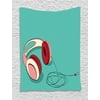 Indie Tapestry, Cool Pink Retro Headphones Listening to Music Theme Grunge Equipment, Wall Hanging for Bedroom Living Room Dorm Decor, 40W X 60L Inches, Turquoise Ruby Light Pink, by Ambesonne