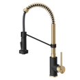 thumbnail image 1 of Kraus KPF-1610SFACBMB Bolden 18-Inch Single Handle Commercial Style Pull-Down Kitchen Faucet with Dual Function Sprayer, Spot Free Antique Champagne Bronze/Matte Black, 1 of 8