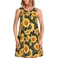 thumbnail image 1 of Fotbe Vintage Black Plaid Sunflower Vestido de Verano sin Mangas para Mujer – Vestido Midi Línea A, Estilo Camiseta Floral, Vestido Playero Casual y Fluido, 1 of 7