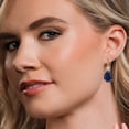 thumbnail image 4 of Gem Stone King 925 Silver and 10K Yellow Gold Blue Created Sapphire and White Zirconia Dangle Earrings for Women | 26.04 Cttw | Gemstone September Birthstone | Pear Shape 18X13MM, 4 of 6