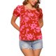 thumbnail image 4 of INSPIRAR CHIC Blusa de Cuello Cuadrado Floral para Mujeres, Casual, con Mangas Cortas Abullonadas, Top de Verano, Rojo M, 4 of 6