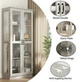 thumbnail image 4 of MONSLIPA Display Storage Cabinet with Glass Door,4-Tier Bookcase Accent Cabinet for Home Office Living Room,Light Gray, 4 of 7