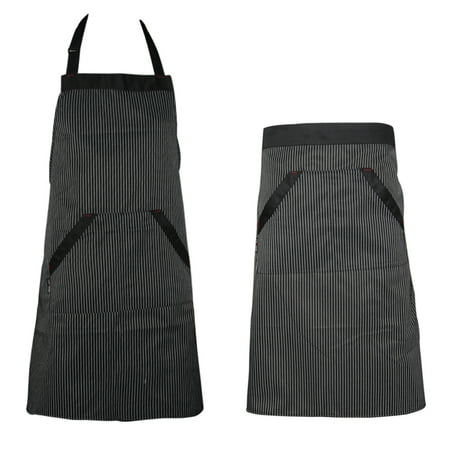 

Universal Unisex Stripe Bib Apron with Pockets Chef Cook Tool Coffee A