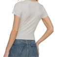 thumbnail image 4 of Simply Fashion Women’s Short Sleeve Crew Neck Cotton Spandex Crop Top,Silver,Large, 4 of 4