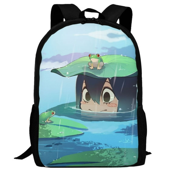 My Hero Academia Tsuyu Asui Backpack,Multi-Function Travel Backpack Laptop Backpack Lightweight Casual Daypack Bookbag 16.5 In