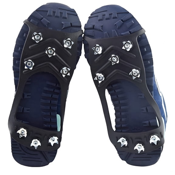 TELOLY 2026 New Ice Cleats Anti Slip Shoe Grips Winter Ice Snow Grips for Shoes Boot Non-Slip Shoe Grippers Rubber Walk Ice Traction Cleat Spikes Steel Studs Crampons for Hiking Walking Climbing