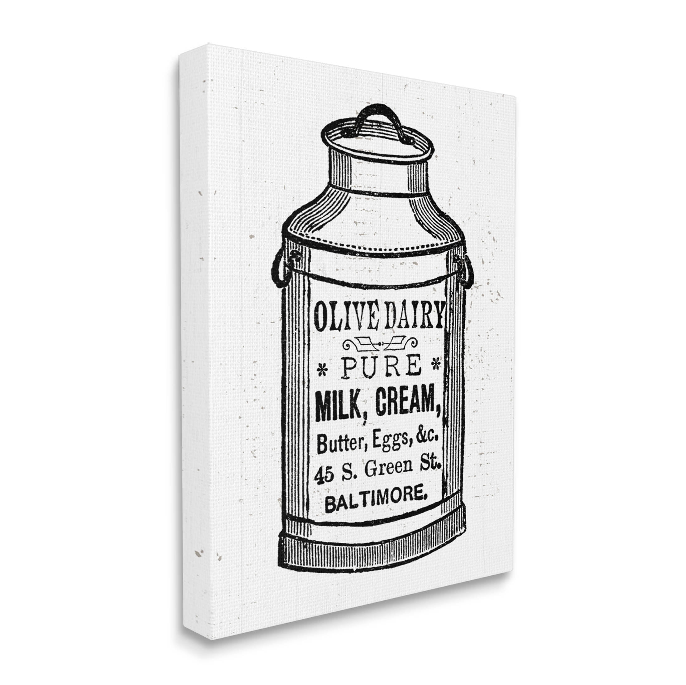 Stupell Industries Olive Dairy Vintage Milk Can Graphic Art Gallery Wrapped Canvas Print Wall Art, Design by Lil' Rue