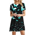 thumbnail image 1 of Vestido de Manga Corta para las Mujeres Casual Impreso Cuello Redondo, Vestido de las Señoras para la Primavera Y el Verano de Uso Diario, 1 of 9