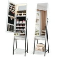 thumbnail image 1 of Costway Jewelry Cabinet Armoire Full-Length Mirror with 3-Color LED Lights & Drawer White, 1 of 10