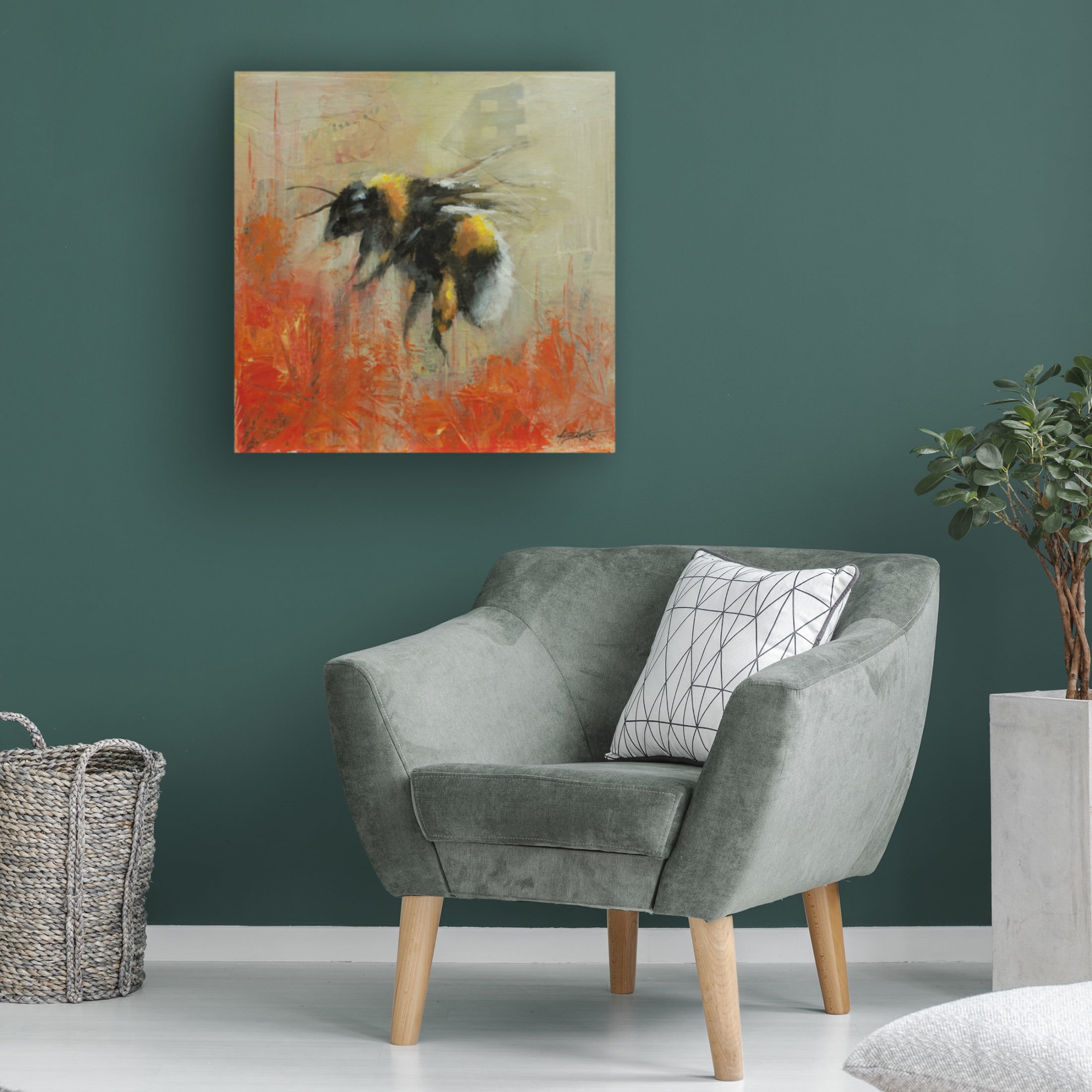Canvas Wall Art - John Silver 'Bumblebee 2' Wall Art for Living Room, Bedroom, or Office Décor by Trademark Fine Art - 24 x 24 Inches