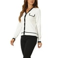 thumbnail image 4 of INSPIRE CHIC Women's Long Sleeve Button Down Classic V Neck Rib Sweater Knit Cardigan M White, 4 of 6