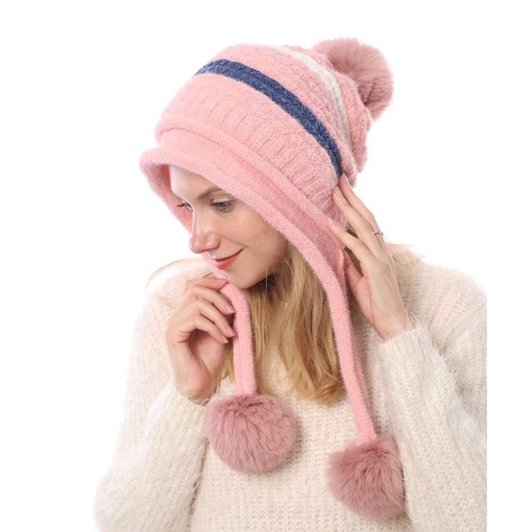 Winter Hat Women Soft Fuzzy Fluffy Knit Pompom Beanie Hats  display picture 2