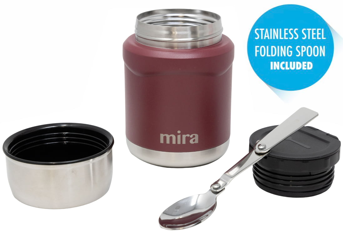 MIRA 2 Pack Insulated Food Jar Thermos for Hot Food & Soup, Compact  Stainless Steel Vacuum Lunch Container, 13.5 oz, Denim, Pink