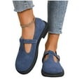 thumbnail image 5 of Miluxas Womens Mary Jane Flats Closed Round Toe Pumps Buckle T Strap Loafers Shoes Comfortable Casual Dressy Party office Classic Dress Shoes Blue 8.5(41), 5 of 7