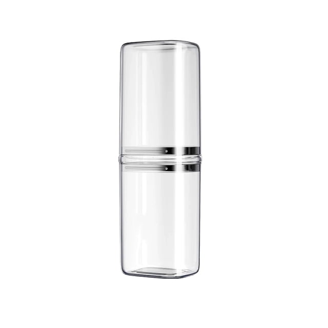 SDNall 2 in 1 Toothbrush Container and Mouthwash Cup with Lid Large Capacity Toothbrush Cup Portable Travel Toothbrush Containe Suitable for Travel Camping Transparent