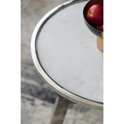 A&B Home Side Table with Marble Top - 17.5Dia. x 23.5H - Silver/White