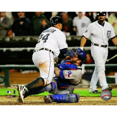 - Mike Napoli tags out Miguel Cabrera Game 4 of the 2011 ALCS Action Photo Print