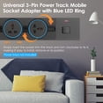 thumbnail image 2 of Graflsoa Universal 3-Pin Sliding Power Rail Adapter with Blue LED, Aluminum Alloy & Acrylic Design, Black - Flexible Track System Socket for Home & Office Use, 2 of 7