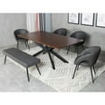 thumbnail image 3 of Dark Gray Faux Leather Upholstered Dining Bench with Black Sanded Legs, 3 of 5