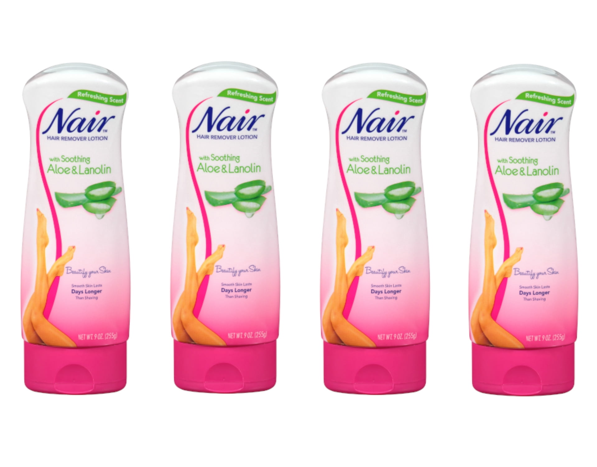4 Pack Nair Hair Remover Lotion For Legs, Body Soothing Aloe & Lanolin
