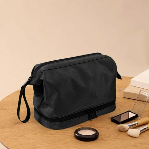 Neceser para hombre bolso de mano para cosmeticos ligero de doble capa resistente al agua bolso de mano colgante bolso organizador de viaje para Negro Walmart en linea