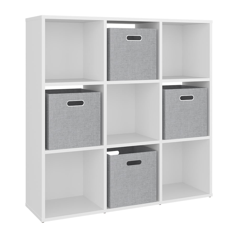 Gridley Collection 9-Cube Storage Organizer with 4 Fabric Bins
