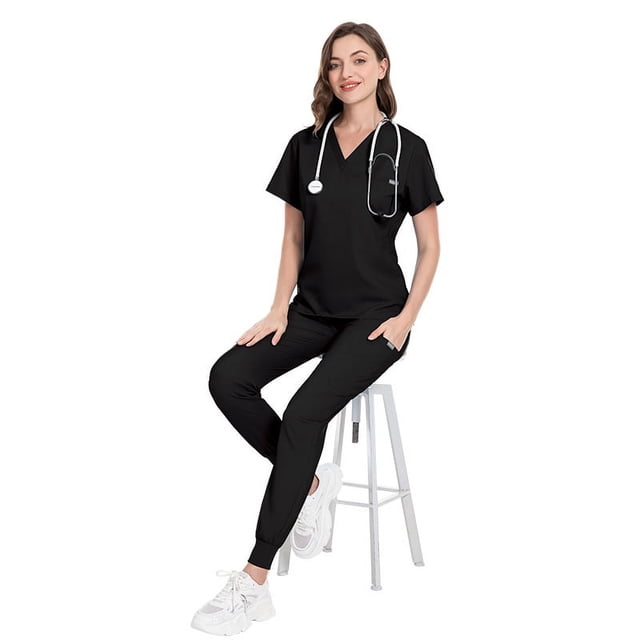 Conjunto de ropa de lavado de hospital, ropa de enfermera para quirófano de clínica oral, ropa de manga corta con cuello en V para cepillarse las manos