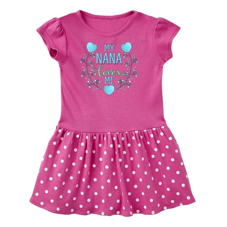 

Inktastic My Nana Loves Me with Flowers and Hearts Gift Toddler Girl Dress