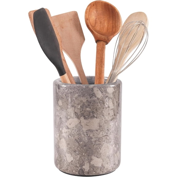 Radicaln Marble Utensil Holder 6.5 inches Oceanic Handmade Spatula Set for Kitchen Counter, Marble Cooking Utensils Jar and Kitchen Essentials Organizer, Ideal Utensil Caddy, Spoon Holder