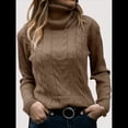 thumbnail image 3 of Suéteres de Punto de Larga con Cuello Alto para Mujer Marrón Oscuro S, 3 of 5