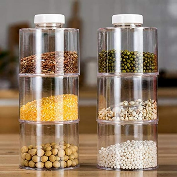 6 cajas de almacenamiento de especias, torres apilables para especias, latas transparentes para condimentos, herramientas de cocina