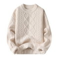 thumbnail image 3 of Mens Sweater - Winter Oversized Solid Vintage Pullover Knit Sweater Jacket, Unisex Crewneck Design, Casual Layering Wear, Soft Fabric, Versatile Men's Clothing, 3 of 4