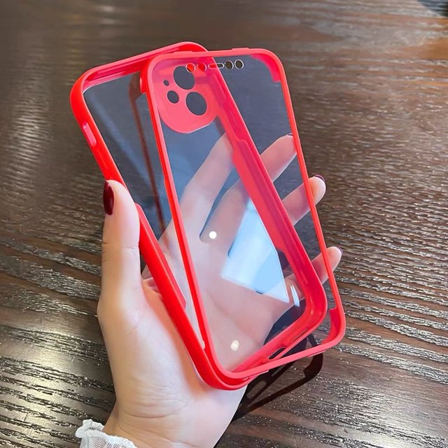 Lujosa funda transparente frontal + trasera de cuerpo completo 360 para iPhone 13 14 11 12 Pro Max XS X XR 7 8 Plus SE, funda de silicona a prueba de golpes Tan Jianjun unisex