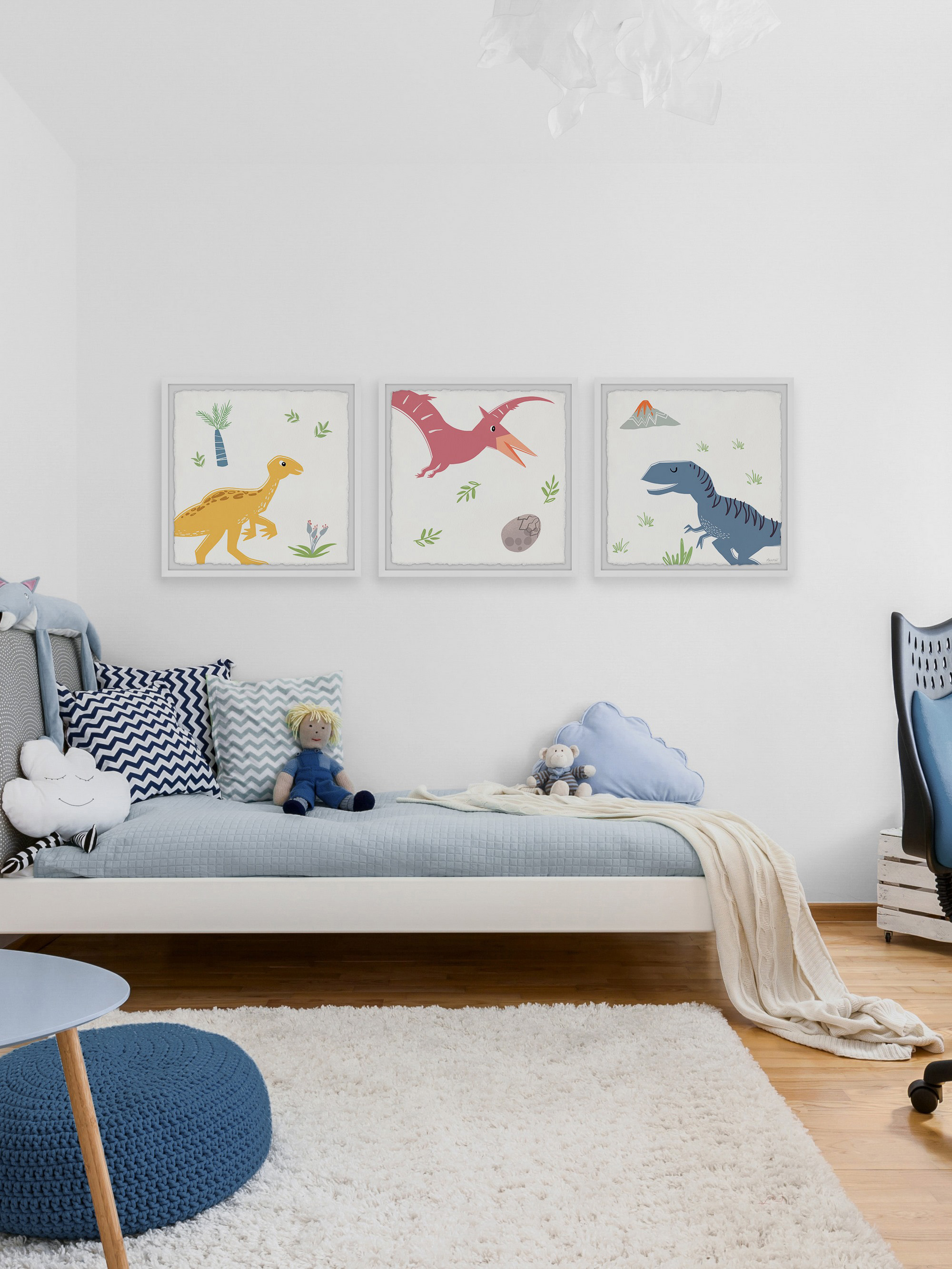 Marmont Hill Printed Dinosaurs Framed Art Prints, Set of 3