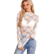thumbnail image 3 of Blusa de Larga con Encaje Floral de para Mujer, Blusa Interior Transparente con , Cuello Redondo, Informal, Transparente. XL, 3 of 7