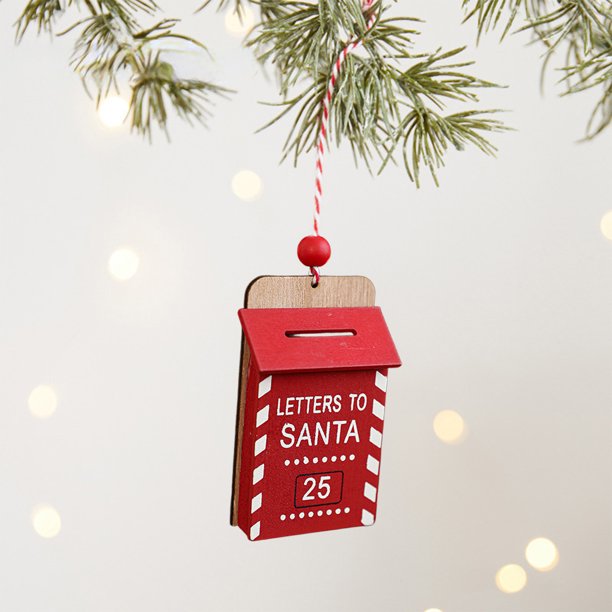 Pendant wooden tree ornaments, Red wooden wood chip scene arrangement, Hand-painted Christmas tree decorations, Festive home decor, Gift for holidays, Wooden craft, Small tabletop accent, For