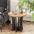 thumbnail image 5 of Farmhouse Round End Table with Criss-Cross Wood Legs, Rustic French Country Side Table for Dinning or Living Room, Modern, Black, Natural Wood, 5 of 8