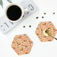 thumbnail image 4 of Picia Funny Sushi Printed Leather Coasters for Drinks, 4" Drink Coasters Set of 4 for Tabletop Protection, Handmade Luxurious Home Décor and Housewarming Gift -Hexagon, 4 of 6