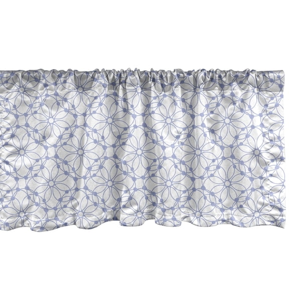 Ambesonne Abstract Window Valance, Floral Theme Inspired Ornamental Geometric Shapes in Repeated Pattern, Curtain Valance for Kitchen Bedroom Decor with Rod Pocket, 54" X 12", White and Ceil Blue