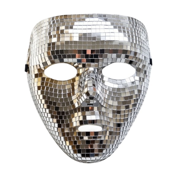 Halloween Mirrored Reflective Face Mask, Disco Ball Full Face Covering, Lightweight Masquerade Party Rave Stage Costume