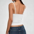 thumbnail image 5 of Miluxas Women's Solid Crop Cami Top – Adjustable Spaghetti Straps Square Neck Slim Fit Basic Tank Top for Layering & Casual Wear White, 5 of 7