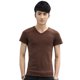 thumbnail image 2 of Camiseta Ajustada Con Cuello En V Para Hombre Camiseta De Manga Corta Con Músculos (Café) Xxl-104373.24 Likrtyny Caballero, 2 of 6
